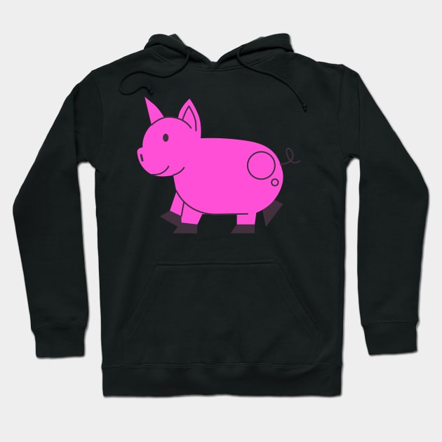 Pig Illustration Hoodie by Visualism